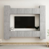 vidaXL Set de dulapuri TV, 8 piese, gri beton, lemn prelucrat