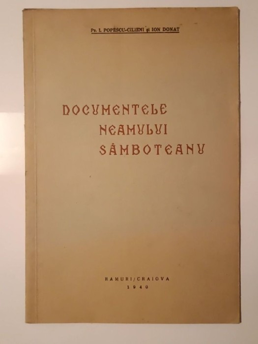 Pr. I. Popescu-Cilieni; Ion Donat - Documentele Neamului S&acirc;mboteanu (1940)