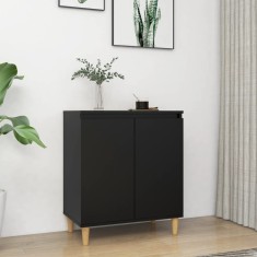 vidaXL Servantă cu picioare din lemn masiv, negru, 60x35x70 cm, PAL