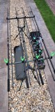 Set Pescuit,4 Lansete+4 Mulinete 8000+Senzori cu Statie+Rod Pod, EAST SHARK