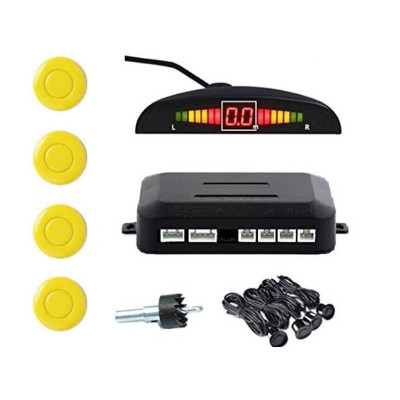 Set Senzori Parcare Auto Detector Parktronic Display Radar Monitor 4 Senzori Galben foto