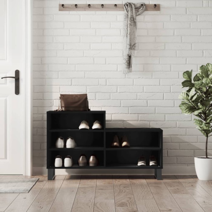 Gossi pantofar, negru, 102x36x60 cm, lemn compozit