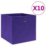 Cutii de depozitare 10 buc. violet, 28x28x28 cm, textil netesut