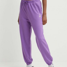 Puma pantaloni de trening din bumbac BETTER CLASSIC culoarea violet, uni, 624233