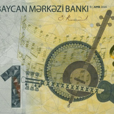 AZERBAIDJAN █ bancnota █ 1 Manat █ 2020 █ P-38 █ UNC █ necirculata