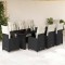 vidaXL Set bistro de grădină, 9 piese, cu perne, negru, poliratan 3277291