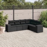 Cumpara ieftin Gossi set mobilier de gradina cu perne, 6 piese, negru, poliratan