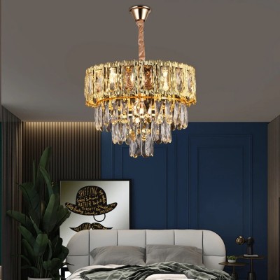 Candelabru Cristal BELVEDERE Nobile 5xE14, Diametru 40cm, Auriu Lucios, Inaltime Reglabila foto
