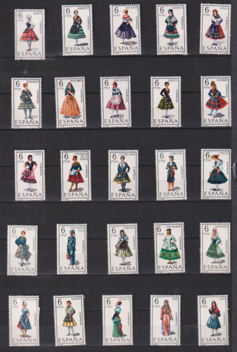 SPANIA LOT COSTUME POPULARE ANII 1967-1969 MNH