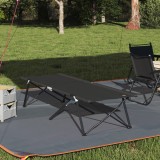 vidaXL Pat pliabil de soare cu geantă de transport Negru 600D Oxford