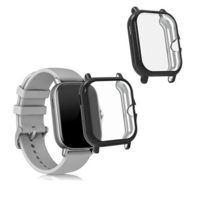 Set 2 Huse pentru Xiaomi Amazfit GTS 3/Amazfit GTS 2/Amazfit GTS 2e, Kwmobile, Silicon, Negru, 53906.08 foto