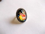 inel sticla cu motiv floral 39193