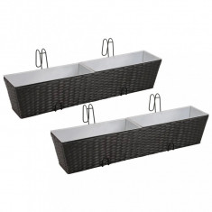 Jardinieră Din Ratan Pentru Balcon 80 cm 2 Buc Negru 41088