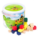 Jucarie educativa Galetusa Cuburi Lemn, 50 piese