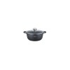Cratita din aluminiu turnat, cu strat marmorat, cu capac din sticla, 28 cm, 6.5 litri, negru, Kinghoff