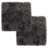 Set 2 Invelisuri Scaun Gossi, 40x40cm, Piele Naturala Oaie, Gri Deschis, Antiderapant
