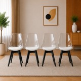 Cumpara ieftin Set 4 scaune bucatarie/living, Artool, Mark, PP transparent, picioare negre, 49x43x82 cm