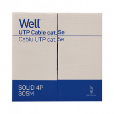 Cablu de retea U/UTP Well, cat5e, 8 fire din cupru 0.49mm, rola 305m