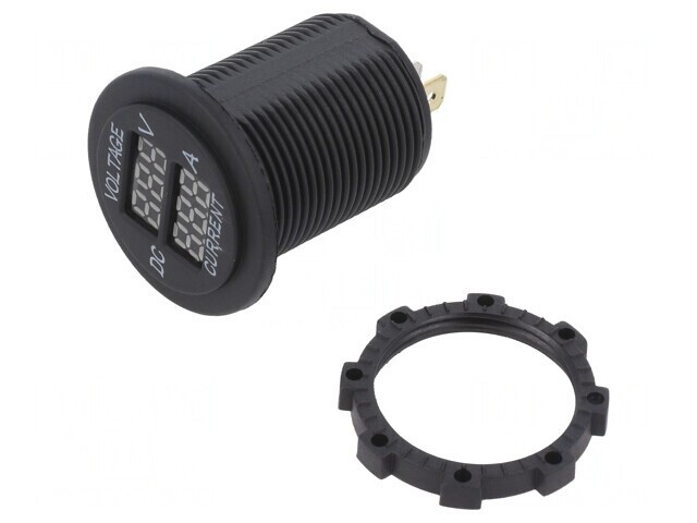 Voltmetru Digital 5-30V DC 1-15A Negru Roșu
