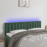 VidaXL Tăblie de pat cu LED, verde &icirc;nchis, 144x5x78/88 cm, catifea