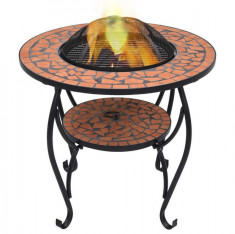 Masa cu vatra de foc, mozaic, caramiziu, 68 cm, ceramica foto