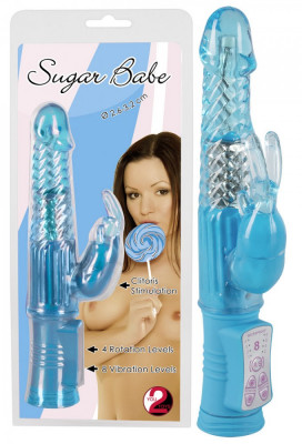 Vibrator Rabbit Sugar Babe, Albastru, 22 cm foto