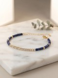 Cumpara ieftin Bratara din Argint 925 Placata cu Aur, Lapis Lazuli E i Linie Tennis , Un Contrast Regal