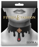 Guler BDSM cu Model Picurat si Cristal Rosu Elvira NS Novelties, Negru