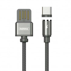 Cablu de incarcare, Remax RC-095a Magnetic USB / USB Type C, LED Light 1M, Negru foto