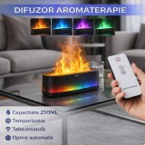 Cumpara ieftin SMARTECH Umidificator de aer cu ultrasunete, Difuzor aromaterapie 250ML, Temporizator, Cu iluminat LED, Efect flacara, pentru casa si birou