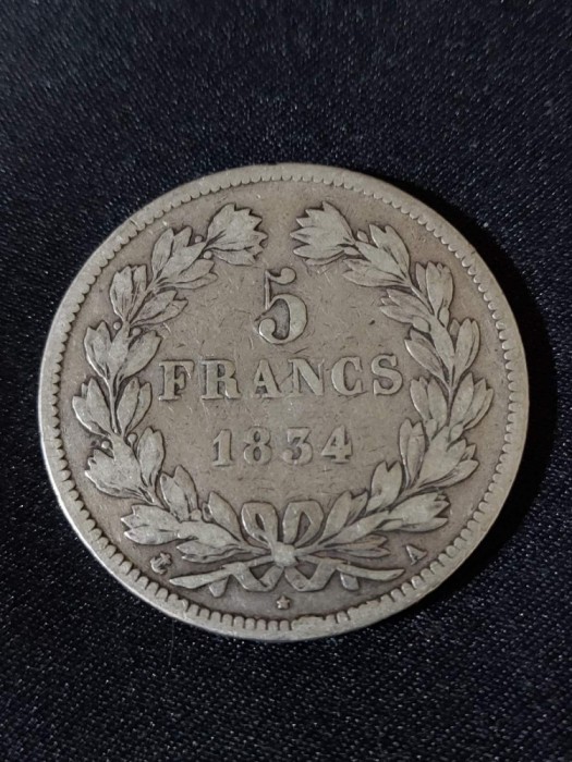 Franța 1834 A - 5 Franci - Monedă de argint