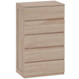 HOMCOM Comodă pentru Depozitare cu 5 Sertare, Comodă &Icirc;naltă, Comodă cu Ghidaje Metalice și M&acirc;nere Scanalate, Alb | Aosom Romania