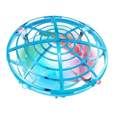 Mini drona OZN disc zburator interactiv cu 5 senzori infrarosu lumina LED Skynor SQN-005 bleu