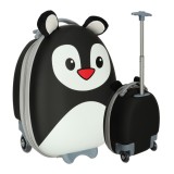 Troler Voiaj Pentru Copii Cu Roti, Model Pinguin 28 x 40 x 21 cm