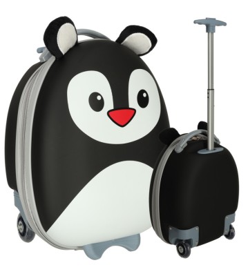 Troler Voiaj Pentru Copii Cu Roti, Model Pinguin 28 x 40 x 21 cm foto