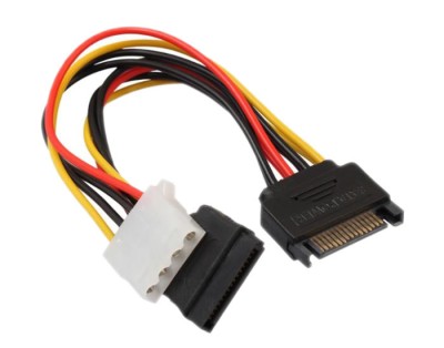 Cablu adaptor alimentare mixt s-ata molex , Active, sata 15pin tata la 1 x sata mama si 1 x molex mama (ide 4pin), 20cm, spliter/splitter foto