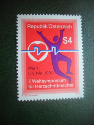 HOPCT TIMBRE MNH 575 STIMULATORII CARDIATICI VIENA 1983 -1 VAL AUSTRIA foto