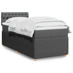 vidaXL Pat box spring cu saltea, gri &icirc;nchis, 80x200 cm, textil 3287291
