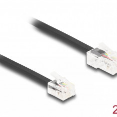 Cablu telefon RJ45 la RJ11 2m Negru, Delock 88036