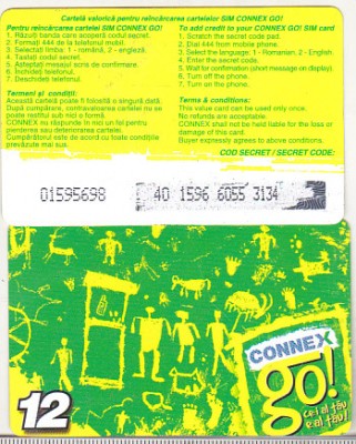 bnk card Romania - Connex - reincarcare Go! 12 - RO-CON-REF-0017B foto