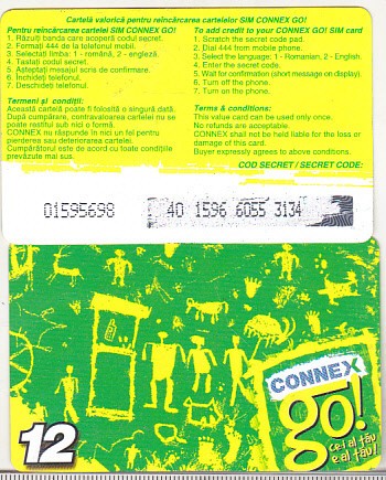 bnk card Romania - Connex - reincarcare Go! 12 - RO-CON-REF-0017B