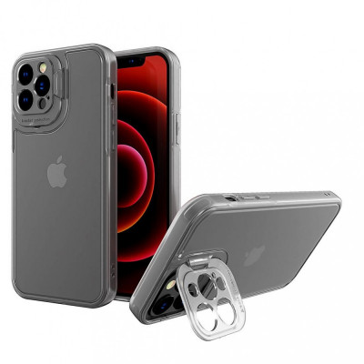 Husa de protectie pentru Apple iPhone 14 Pro, Flippy, Bracket series cu suport si protectie pentru camera, Transparent foto