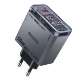 Incarcator Retea Yesido YC101, 65W, 3.25A, 1 x USB-A - 2 x USB-C, Negru