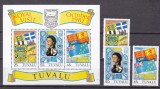 Tuvalu 1982 vizita regala MI 170-172 + bl. 7 MNH