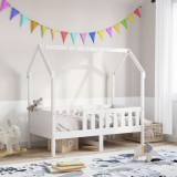 VidaXL Cadru pat tip casă pentru copii alb 70x140 cm lemn masiv de pin