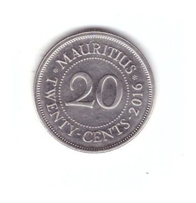 Moneda Mauritius 20 cents/centi 2016, stare foarte buna, curata foto
