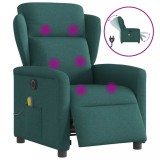 vidaXL Fotoliu electric de masaj rabatabil, verde &icirc;nchis, textil