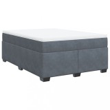 Cumpara ieftin Pat box spring cu saltea, gri inchis, 140x200 cm, catifea