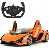 Cumpara ieftin Masinuta cu telecomanda, Rastar, Lamborghini Sian, Portocaliu, 1:14