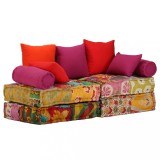 VidaXL Canapea puf modulară cu 2 locuri, petice, material textil